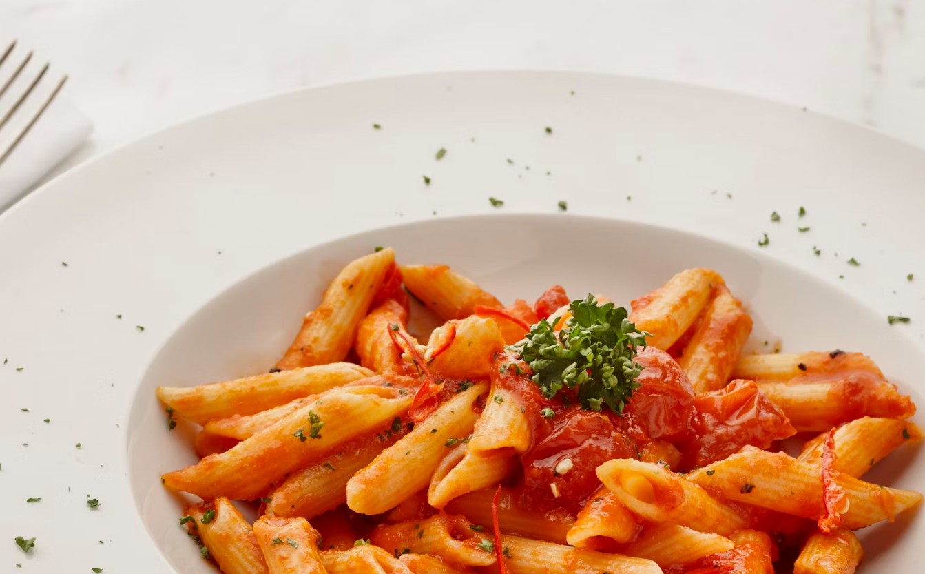 Gourmet pasta dish plated artistically