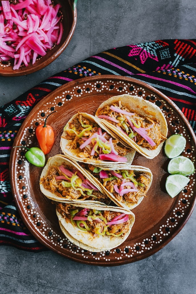 Traditional tacos with lime and chili